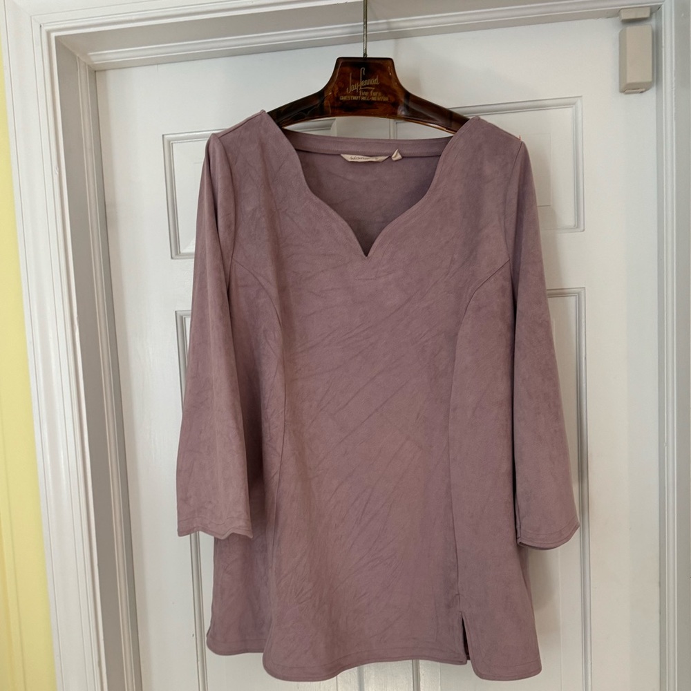 Soft Surroundings faux suede lilac top